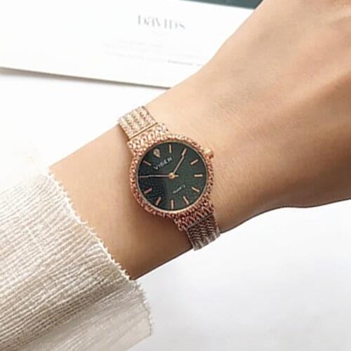 Simple Mini Elegant Ladies Watches Rose Gold Black Ins Fashion Women Watch Waterproof Unique Trendy Girls Quartz Clock Gift