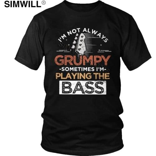 Retro Musician Bass Guitar Tshirt Men 100% Cotton Bassist T-Shirt Short Sleeve Rock Quote T Shirt Slim Fit Crumpy Tee Tops Gift