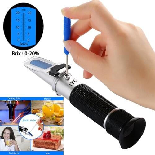 Handheld Optical Digital Brix 0-20% Optical Refractometer For Wine Sugar Beer fruit juice Brix Test ATC Refractometer Meter