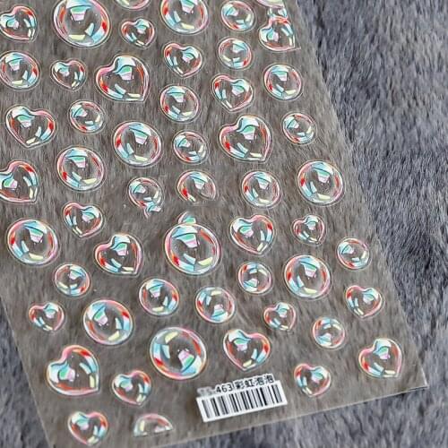 New 3D Multicolor Heart Shape Bubble Bohemia Self-adhesive Nails Stickers For Salon Nails Sticker Decorations Manicure Z0431