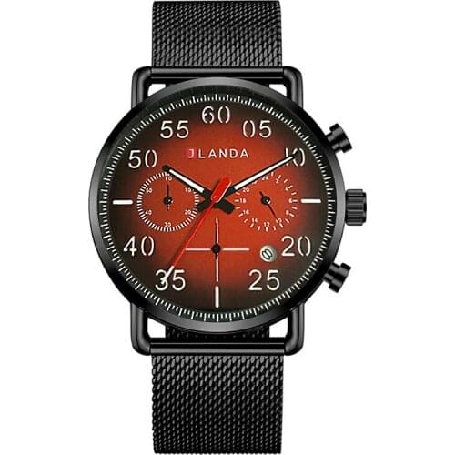 JLANDA Sports Chronograph Calendar Multi-Function Mens Waterproof Quartz Fashion Watch Business Stopwatch Stainless Steel J657