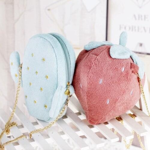 1PC Lovely Plush Toy Sweet Cactus Strawberry Crossbody Bag Coin Purses Bag Girls Children Creative Birthday Gift