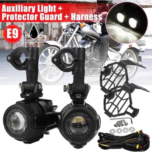 60W Motorcycle LED Fog Lights For BMW R1200GS F800GS F700GS F650FS Auxiliary Lighting Spot Driving Lamp w/Light Guards Kit