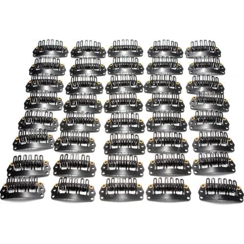 2 PCS of 40pcs U-shaped clamp For Hair Extensions Wig Clips DIY Comb Black Frame