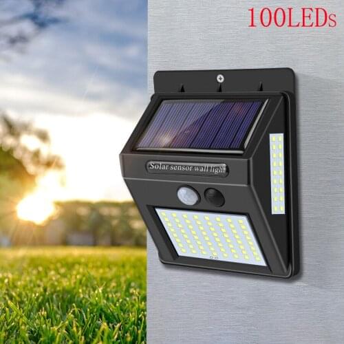 4PCS 40/100/LED Outdoor Solar Wall Lamp PIR Motion Sensor Waterproof Light Garden Light Path Emergency Security Light 3 Sided
