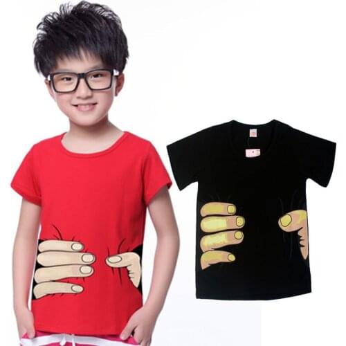UNIKDIS Hot Sale Boys Girls 3D Big Hand T-Shirt Spoof Grab You Tee Novelty Tee Infant Baby Cotton Tops Shirt Childrens Clothing