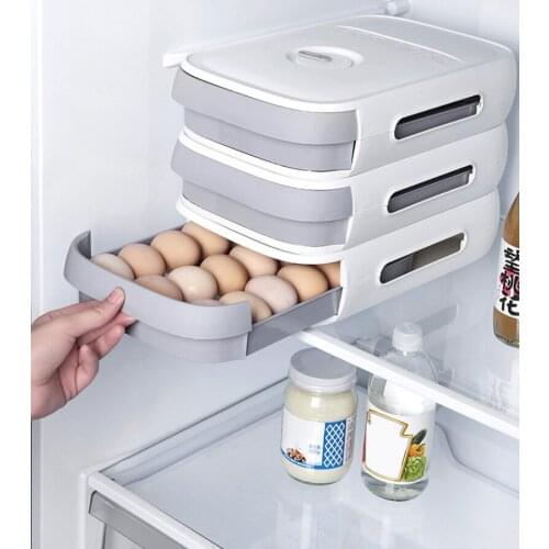 Drawer Type Egg Storage Box Refrigerator Storage Box Fresh Keeping Box Dumpling Box Household Eggs Holder Food Storage Kitchen