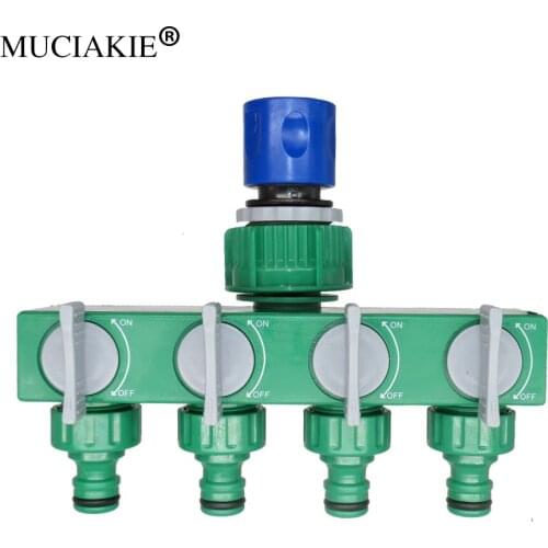MUCIAKIE ABS Shut Off Garden Water Splitter 16mm Inlet to 4-Way 16mm Outlet Gardening Watering Connector for Irrigation
