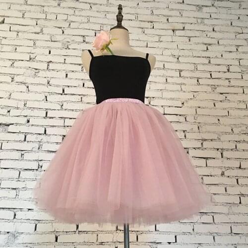 7Layered 50cm Tulle Skirts Womens 26 Colors Adult Tulle Skirt Elastic High Waist Pleated Midi Skirt Fashion Wedding Jupe