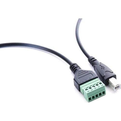 10pcs/lot Printer USB 2.0 B Male to 5 Pin Screw Connector with Shield Solderless Terminal Plug Adapter Cable Cord 30cm 1ft