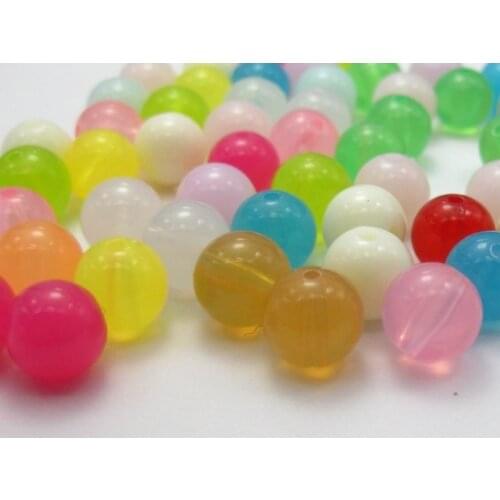 100 Mixed Color Acrylic Round Beads 10mm Jelly Tone Smooth Ball