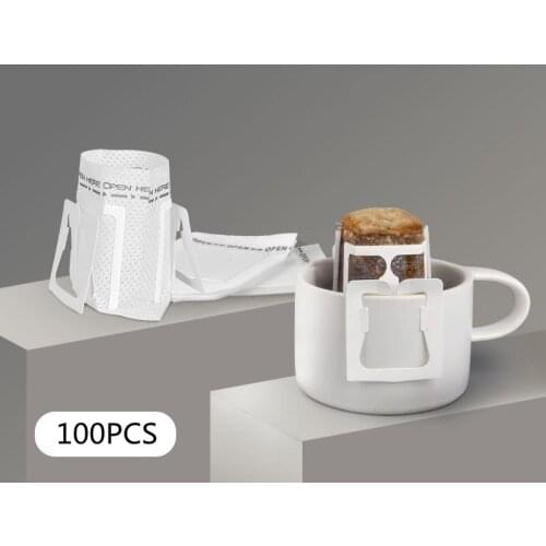 100pcs/Set Coffee Machine Filter Papers Portable Hanging Ear Style Coffee Filters Eco-Friendly Paper Bag For Espresso Coffee