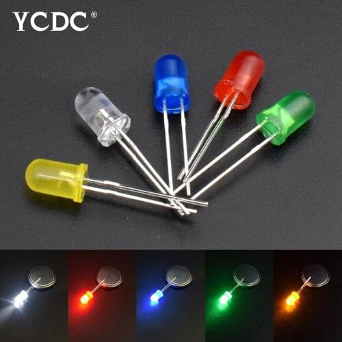 100pcs/Lots 2000-3000mcd lamp Red Green Yellow White Assorted F5 5mm Bright Straw Super LED Emitting Diode Beads kit DIY Lights