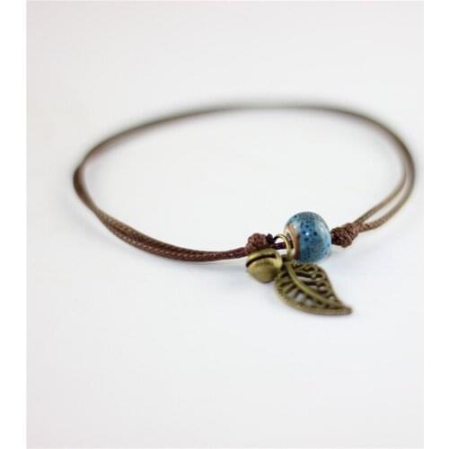 12 Pieces/Lot Gold Color Ankle Bracelet Ceramic Beads Hollow Leaf Pendant Barefoot Sandals Foot Jewelry Women Leg Ankle Charm