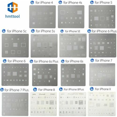 15PCS Jabe Motherboard IC Chip Ball Soldering Net Steel Plate For IPhone 4 4S 5 5S 5C SE 6 6P 6S 6SP 7 7P 8 8P X CPU Repair Tool