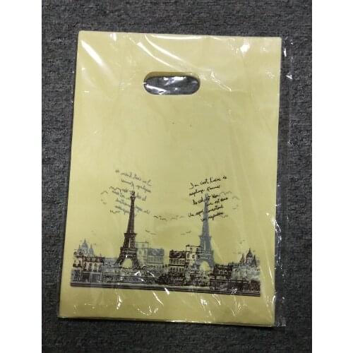 25x35cm Plastic Package Bags Party Supplies Gift Bags With Handles Jewelry Cookies Gift Bag Plastic Shops Storage Bag 100pcs