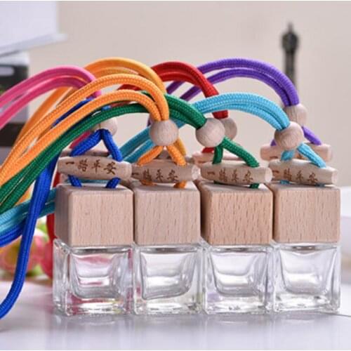 6ML transparent bottles Quartet pendant glass Hanging Car Perfume Bottle Pendant Empty Refill Car Fragrances LX4220