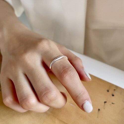 925 sterling silver solid irregular streamline ring ins niche fashion temperament wild cool trend