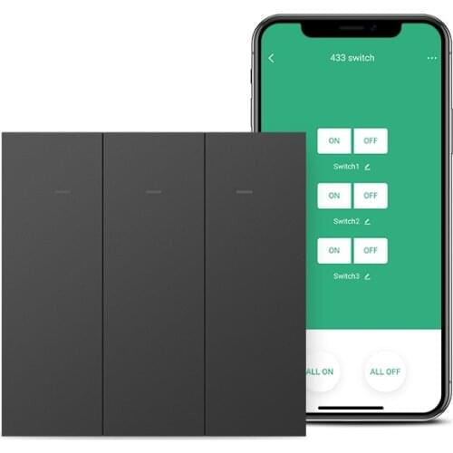 No Neutral Line BroadLink LC1 1/2/3gang Wi-Fi Smart Switches for Light, Works with Alexa, Google Home (S3 Hub Required)