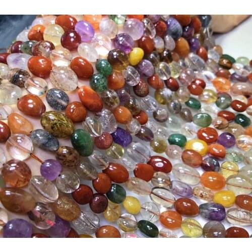 Natural Multi rutiled quartz irregular Beads stone 6-8mm colorful Loose Perle for jewelry making bracelet necklace needlework