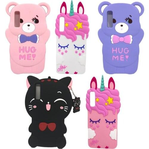 For Samsung Galaxy A7 2018 Case Soft Silicone 3D Cartoon Bear Cat Unicorn Back Cover Cute Phone Bags For Samsung A7 2018 A750