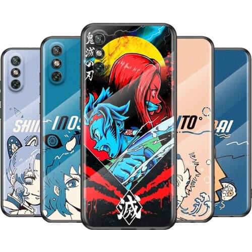 Tempered Glass Cover Anime Demon Slayer For Huawei Y6 Y7 Y9 Y5P Y6P Y8S Y8P Y9A P Smart Z 2019 2020 2021 Phone Case