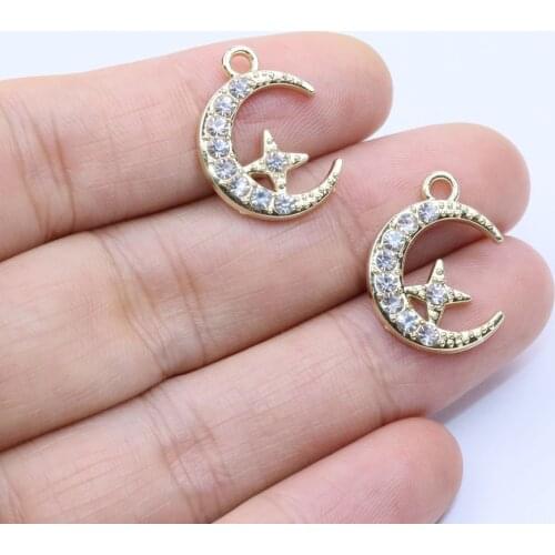 Eruifa 6pcs18mm Moon Star With Rhinestone Coin Zinc Alloy necklace,earring bracelet jewelry DIY handmade 2 colors