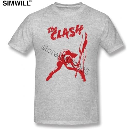 Men Urban Short Sleeve The Clash London Calling Graphic Tshirt Crew Neck 100% Cotton Big Size T-Shirt Rock Clothing
