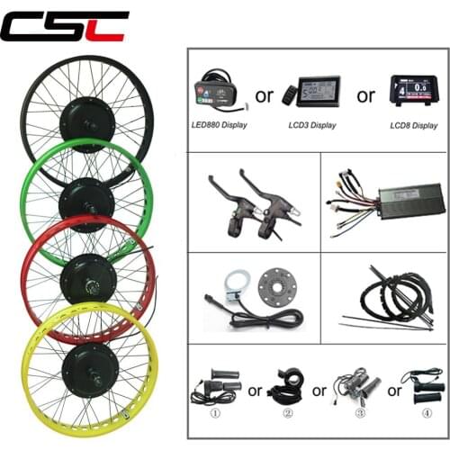 Snow Electric Bicycle Conversion Kit 20 24 26 Inch 4.0 Tyre 48V 1000W 1500W Fat Bike Motor Wheel 4 Color For Ebike