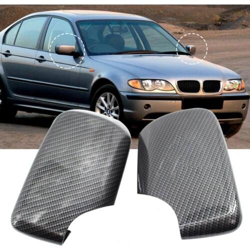 2Pcs Carbon Pattern Rearview Side Mirror Cover Housing 51168238375 51168238376 for BMW E46 98-05 Tire Repair Tools Accessories