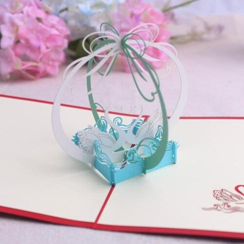 Creative 3D three-dimensional love swan handmade DIY paper carving birthday Tanabata Valentines Day gift greeting card