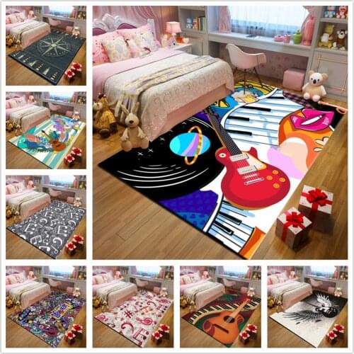 Creative Guitar-Music Series Carpets for Living Room Bedroom Area Rugs 3D Printing Hallway Soft Carpet Kitchen Antiskid Mats/Rug