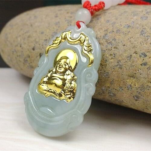 Unisex Pendant Jade Buddha Gold Jade Pendant Discount Top Quality fo Good Luck Necklaces For Women Men 2018 Fashion