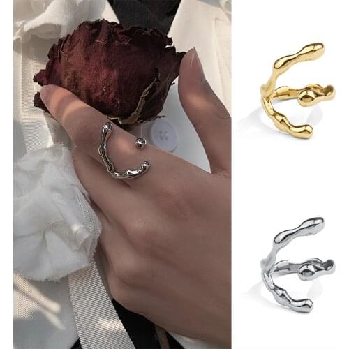 Fashion Geometric Texture Silver Color Gold Color Rings for Women Simple Personality Irregular Strips Open Rings Jewelry Gifts