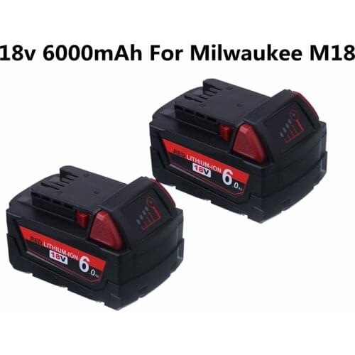 18v 6000mAh Li-ion Battery for Milwaukee M18 48-11-1815 48-11-1850 2646-20 2642-21CT Repalcement M18 Power Tool Battery