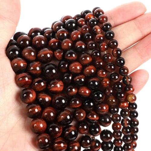 Fashion Natural Stone Red Tiger Eye Agates Round Loose Beads For Jewelry Making Hademade Bracelet Necklace 4/6/8/10mm
