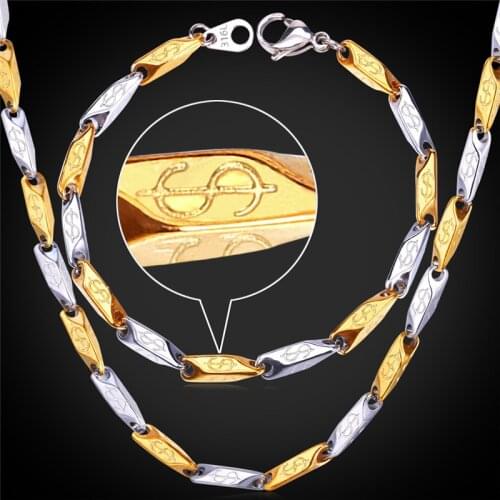 Mens Link Chain Necklace Bracelet Set Stainless Steel/Gold Color Trendy 4MM Fashion Vintage Men Jewelry Set GNH1147