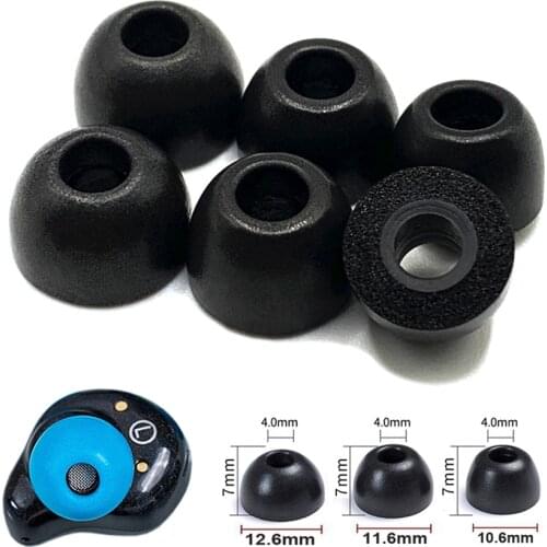 6pcs Memory Foam Ear Tips ear pads black 4.0mm core with buckle (L M S) For TWS In-ear Wireless bluetooth Earphone ear pads