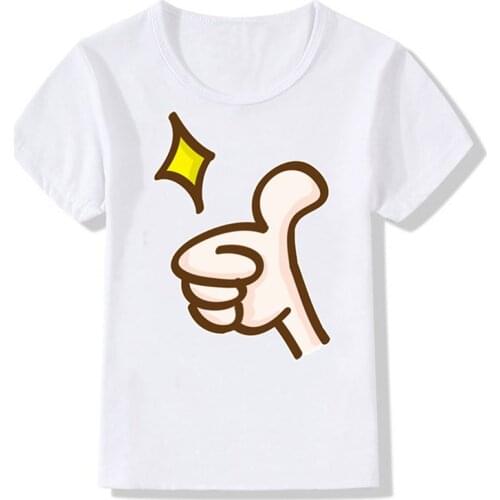 2018 New design Summer Tops Childrens Tees Cartoon Funny Multiple Gestures Print Girls&Boys T-Shirts Kids Clothes Baby T shirt