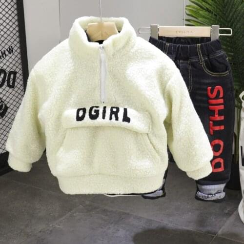 Autumn winter 2pcs boys Clothing set kids Clothes Boys Coral wool coat + thick Sports Pants Casual Sprot suits 2-6years