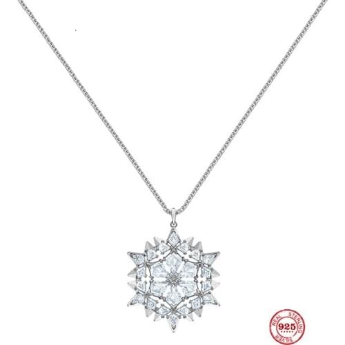 2020 Fashion Charm Sterling Silver Original 1:1 Copy, Dreamy Elegant Snowflake Shape Wild Necklace Female Luxury Jewelry Gifts