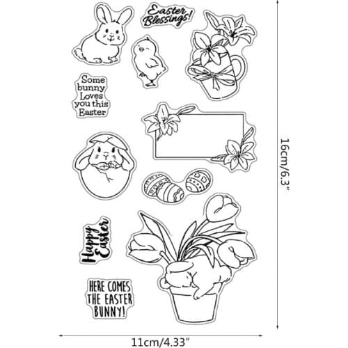 Easter Bunny Flower Silicone Clear Seal Stamp DIY Scrapbooking Embossing Photo