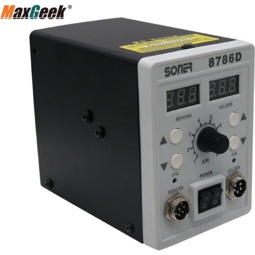 Maxgeek 2 In 1 Rework Station Dual Display SMD Rework Soldering Station Hot Air SONER-8786D