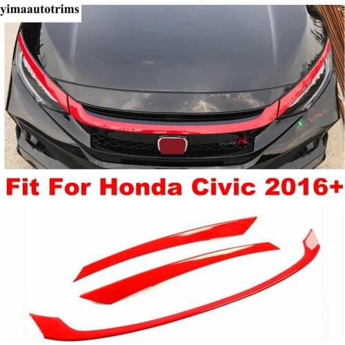 Car Front Hood Grille Head Light Lamp Eyelid Plate Net Decor Strip Sticker Cover Trim Accessories For Honda Civic 2016 - 2021