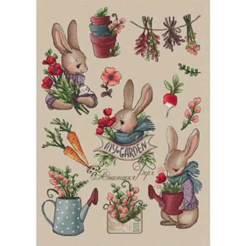 Bunny Gardener patterns Counted Cross Stitch 11CT 14CT DIY wholesale Chinese Cross Stitch Kits Embroidery Needlework Sets