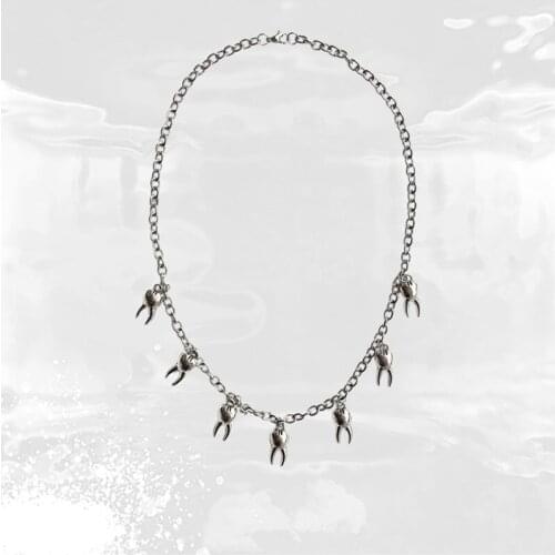 Fairy tooth necklace Antique Silver Color Harajuku Goth Dinosaur Mushroom butterfly Tooth choker Fairy pendant Necklace gift,h