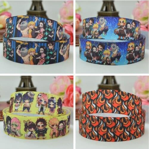 SUPWRF 16 22mm 1" 1.5" 50 75mm Japanese cartoon Printed grosgrain ribbon hair bow DIY hair accessories 50Y B0929