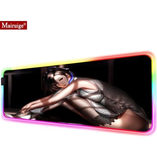 Tifa Lockhart Led Mousepad RGB Geme Mouse Pad Anime Xxl Gaming Desk Mats Computer PC for Laptop Table Pads Mat Mouse 900x400cm