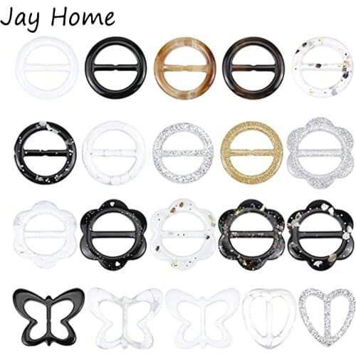 1Pc Resin Round T Shirt Clips Scarf Buckle Rings Clothes Clip with Assorted Shapes for Clothes Decoration Garment Accessories