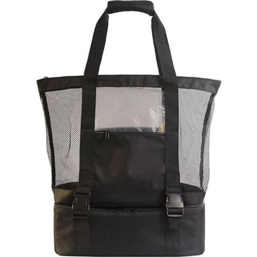 Breathable Multiple Pockets Mesh Storage Bag Large Capacity Mesh Bag Beach Picnic Travel Bag Tote Storage Pouch Handbag 24BD